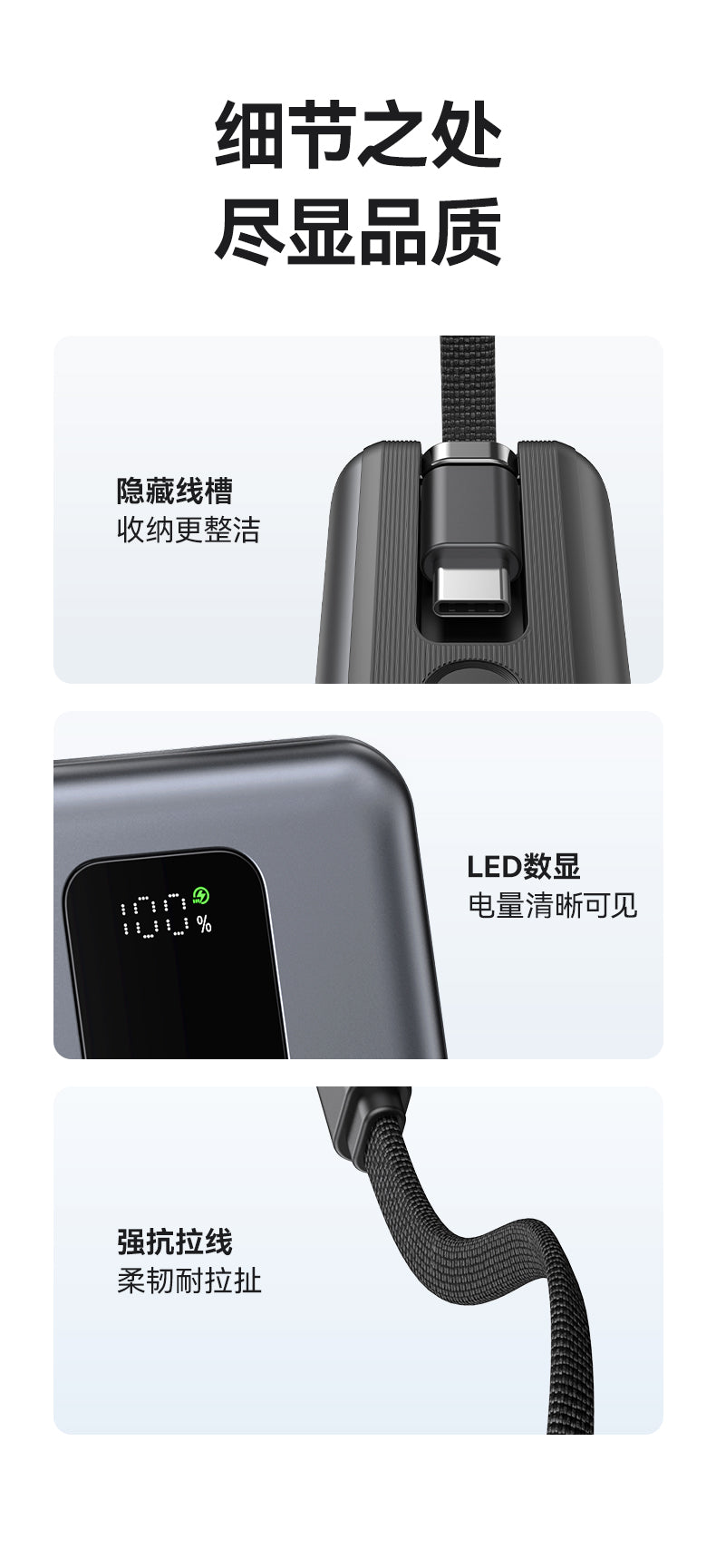 Power Bank 20000mAh 65W Fast Cableانهrging USB-C Portable Charger