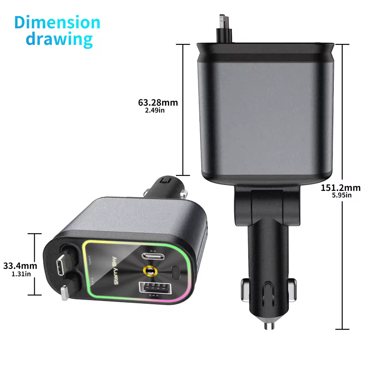 🚗 4-in-1 Fast Car Charger (100W) ✅ Fast charging with PD & QC3.0 ✅ Charge multiple devices at once ✅ Built-in retractable cables (iOS & Type-C) ✅ Stylish LED light design ✅ Safe & durable build Perfect for everyday use and travel ⚡