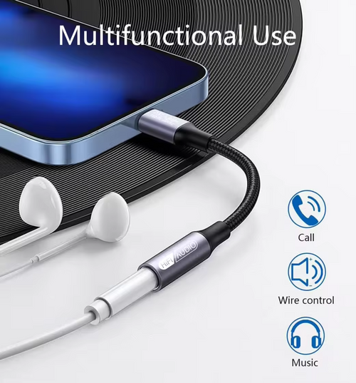 A compact Type-C to 3.5mm adapter that lets you use standard earphones on modern phones, supporting music, calls, and clear sound with a durable design.