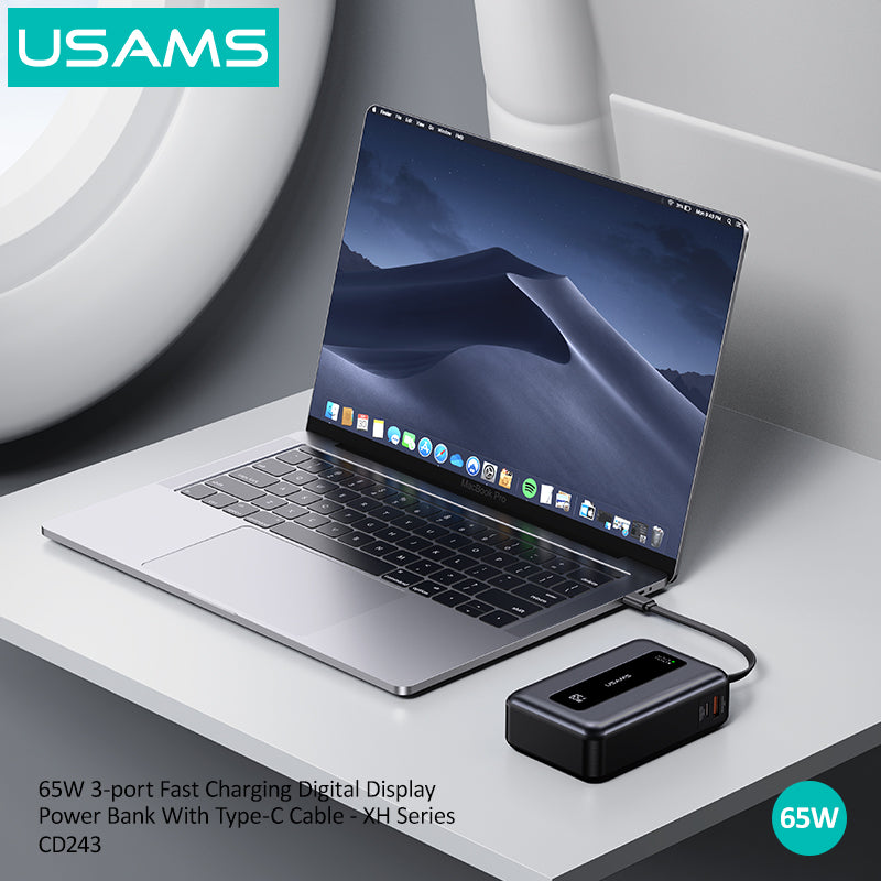 Power Bank 20000mAh 65W Fast Cableانهrging USB-C Portable Charger