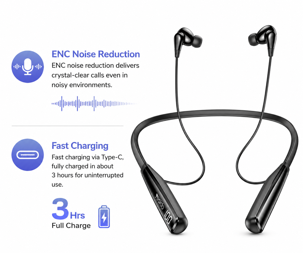 Wireless Neckband Bluetooth Earphones – BT 5.3