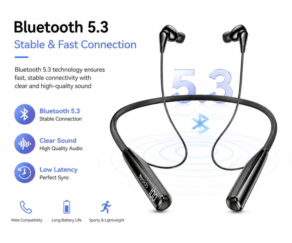 Wireless Neckband Bluetooth Earphones – BT 5.3