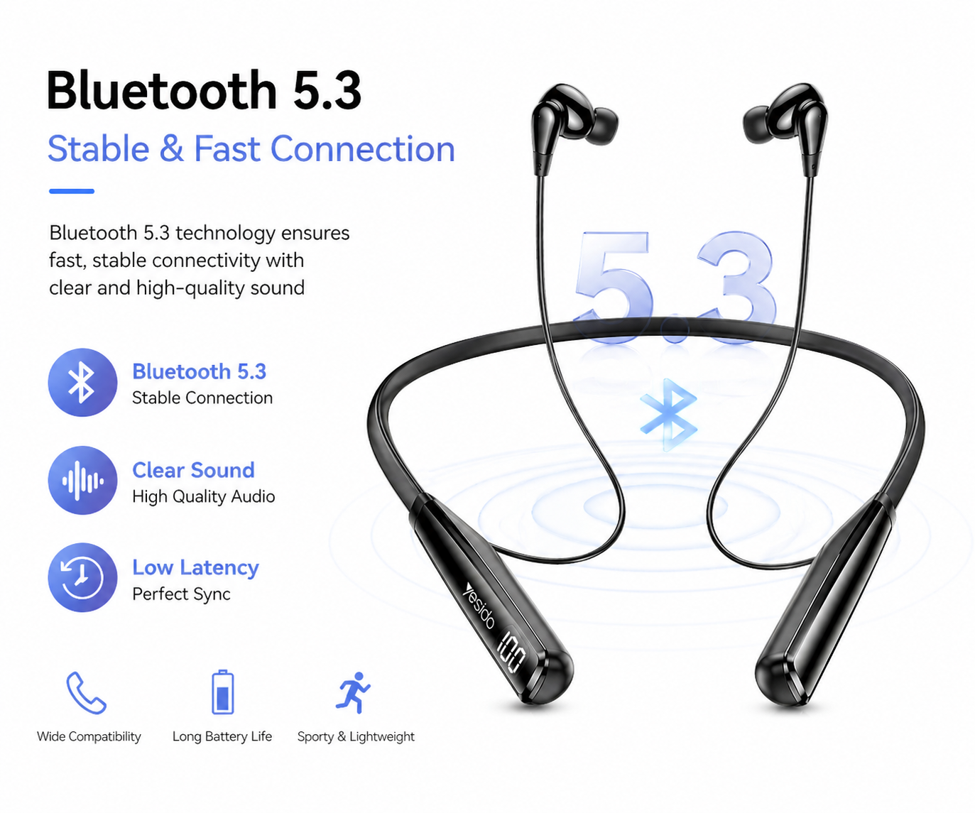 Wireless Neckband Bluetooth Earphones – BT 5.3