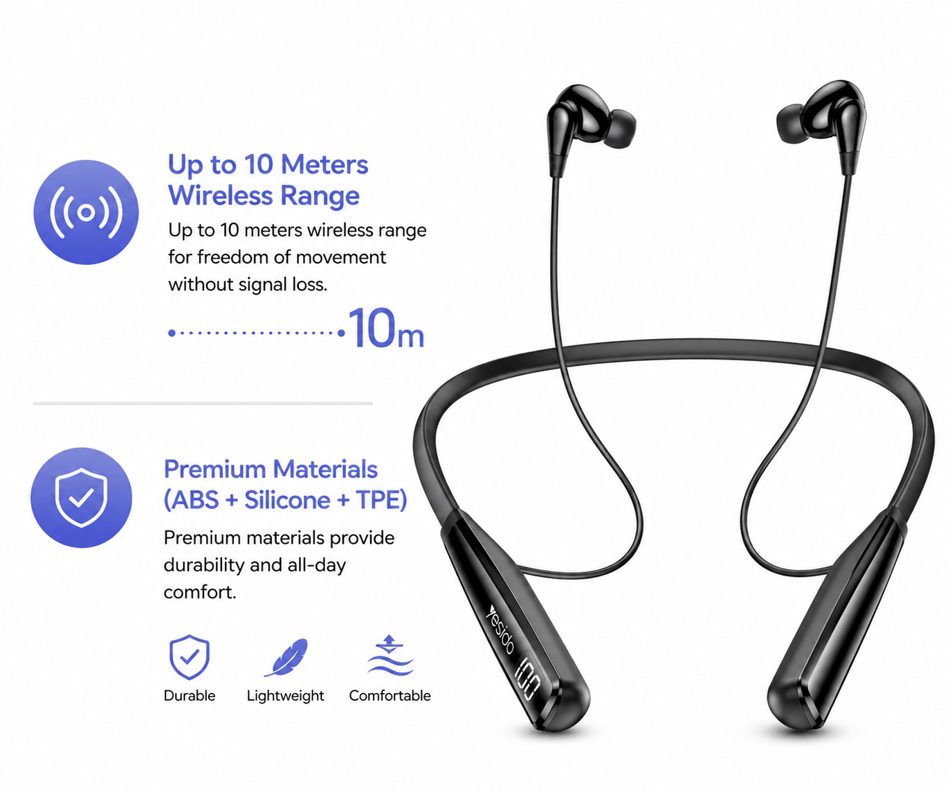 Wireless Neckband Bluetooth Earphones – BT 5.3